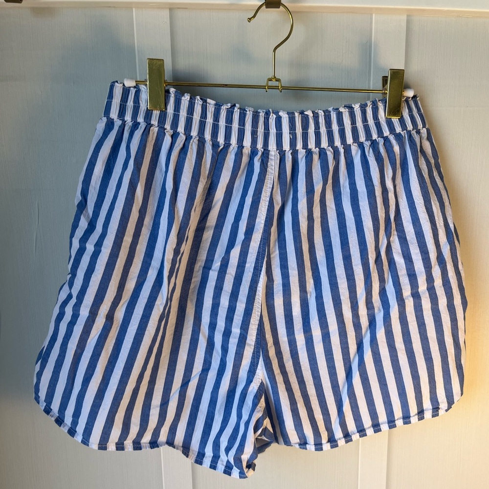 Madewell Blue and White Pull on Shorts Size Small